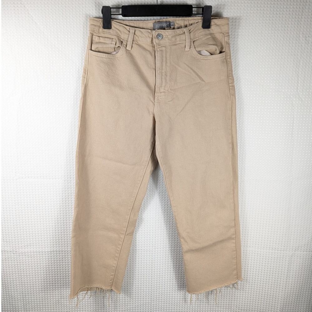Just USA Cropped Ankle Jeans in Light Khaki